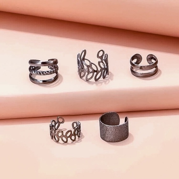 🔵𝟲𝟱%𝗢𝗙𝗙 𝗯𝘂𝗻𝗱𝗹𝗲𝘀 𝟯+🔵 NEW 5 Floral Ear Cuff Earnings Set - Picture 15 of 17